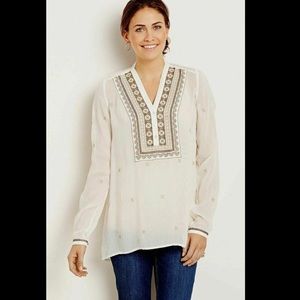 J. Jill Ivory Embroidered Tunic Top NWT